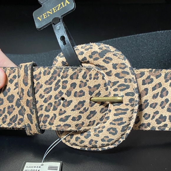 Venezia Animal Print Belt - Black and Tan plus size 26/28 stretchable - Picture 4 of 11